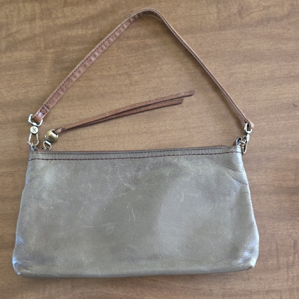 HOBO Gray Leather Clutch Wristlet